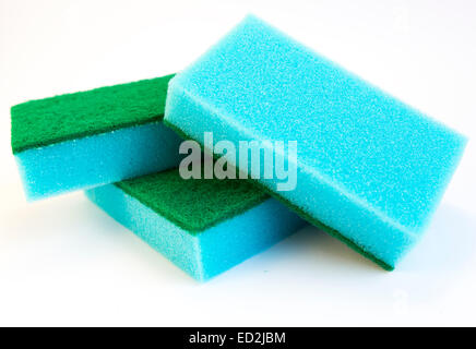 Blue sponges isolated on white. Stock Photo