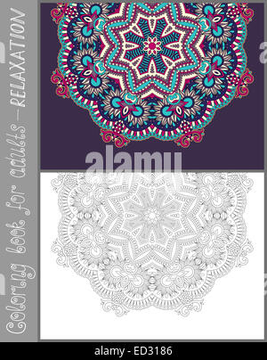 coloring book page for adults - flower paisley design Stock Photo