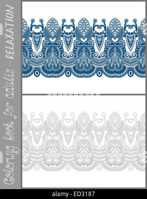 coloring book page for adults - flower paisley design Stock Photo