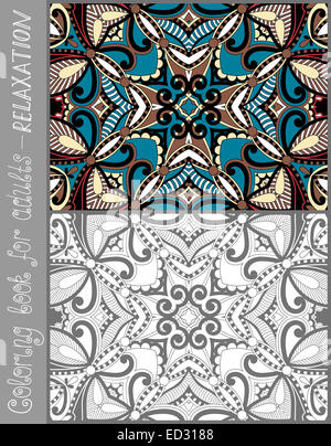 coloring book page for adults - flower paisley design Stock Photo