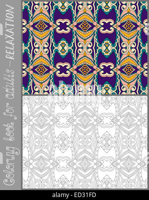 coloring book page for adults - flower paisley design Stock Photo