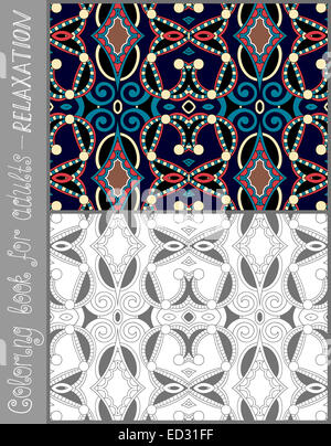 coloring book page for adults - flower paisley design Stock Photo