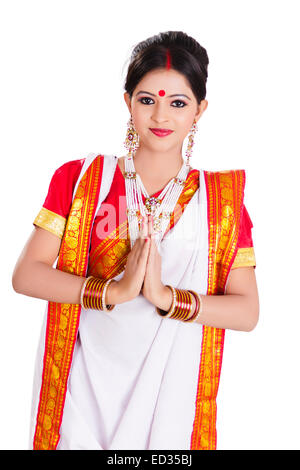 1 South  indian Housewife lady greeting Stock Photo
