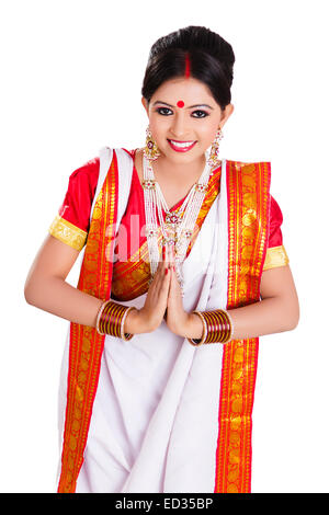 1 South  indian Housewife lady greeting Stock Photo