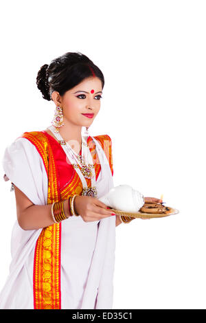 1 South  indian Housewife lady Worship Stock Photo