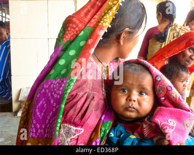 woman with baby at street in bhuij gujarat india Stock Photo