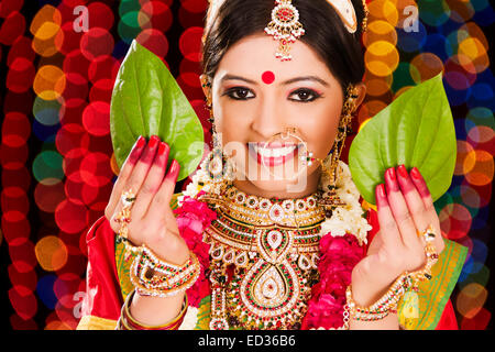 Bride Posing in Colorful Traditional Indian Dress · Free Stock Photo