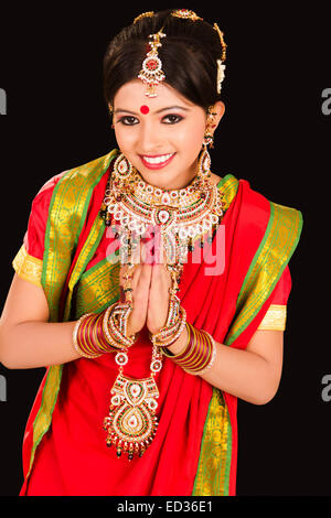 1 Bengali lady greeting Stock Photo