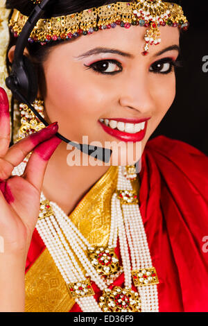 1 indian South Indian lady South  indian Call Center Stock Photo