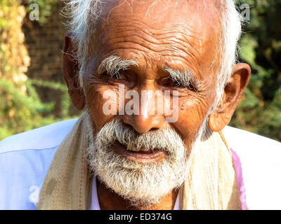 portrait of old man with beard in gujarat in india Stock Photo