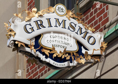 Store sign on Barrington Street, Halifax, Nova Scotia, Canada Stock Photo