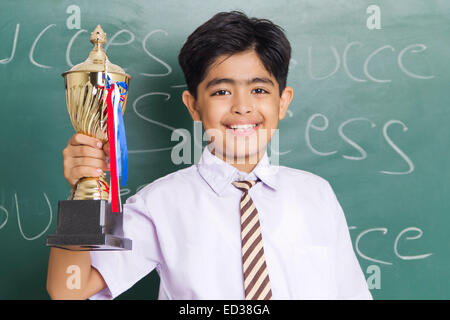 1 indian child boy Victory Trophy Stock Photo