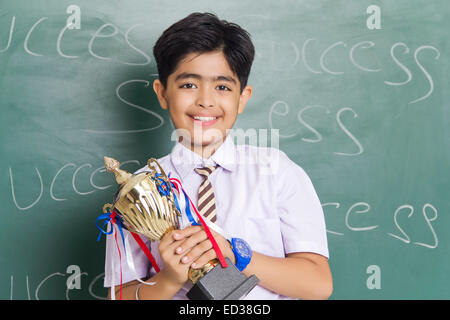 1 indian child boy Victory Trophy Stock Photo