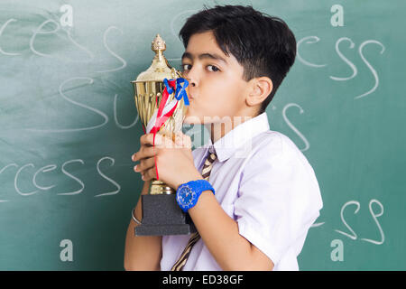 1 indian child boy Victory Trophy Stock Photo