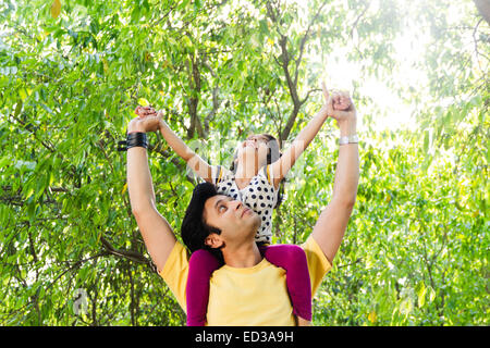 indian father with child park enjoy Stock Photo