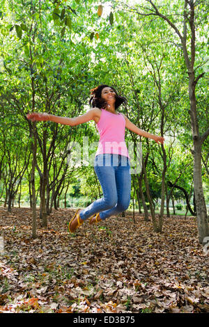 1 indian lady park enjoy Stock Photo