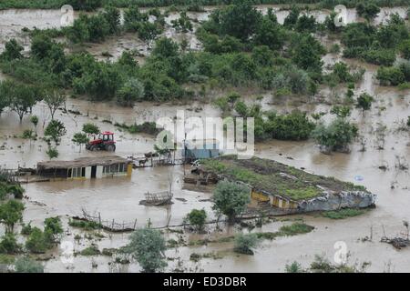 Bulgarian Air Force officers rescue tourists after heavy floods hit the Black Sea resort of Albena, east of the Bulgarian capital Sofia.  Featuring: Atmosphere Where: Albena, Bulgaria When: 22 Jun 2014 Stock Photo