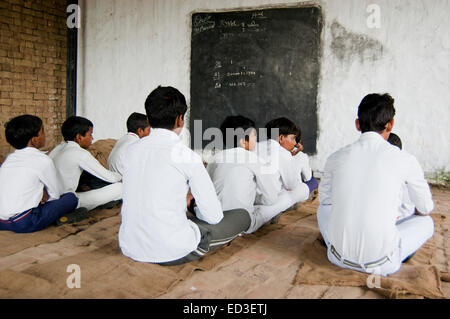 indian rural Children group Students classroom Study Stock Photo