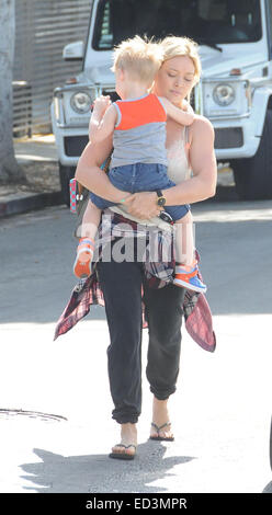 Hilary Duff and Mike Comrie take their son Luca Comrie out to breakfast in Beverly Hills  Featuring: Hilary Duff,Mike Comrie,Luca Comrie Where: Los Angeles, CALIFORNIA, United States When: 21 Jun 2014 Stock Photo