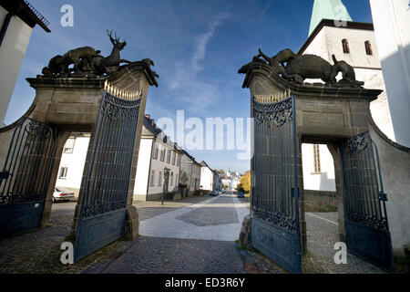 Hirschberger Tor gate, St Laurentius church, former monastery Wedinghausen, Arnsberg, North Rhine-Westphalia, Germany, Europe, H Stock Photo