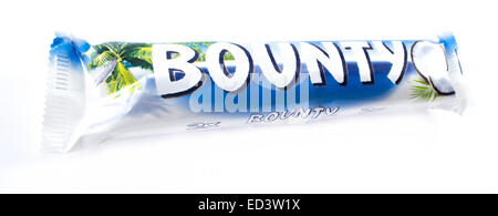 Amman, Jordan - December 5, 2014: Bounty chocolate bar isolated on white background. Stock Photo