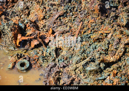 Effects Environmental from Chemicals and heavy metals in soil occur from Industrial Heavy metal release poisoning in soil. Stock Photo