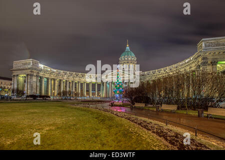 Kazan Cathedral or Kazanskiy Kafedralniy Sobor also known as the Cathedral of Our Lady of Kazan. Stock Photo