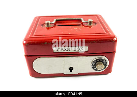 Red cash box on white background. Stock Photo