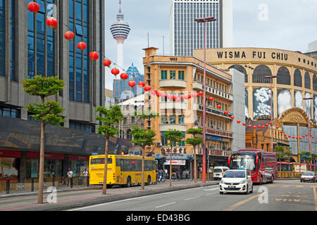 City center of Kuala Lumpur with the Menara tower and Wisma Fui Chiu department store near Chinatown / Jalan Petaling, Malaysia Stock Photo