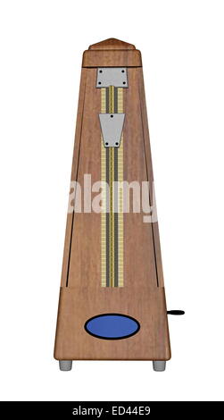 An old wood metronome on white background Stock Photo