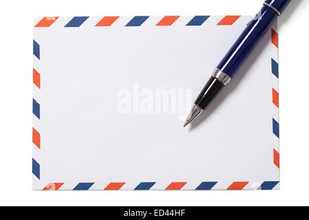 Envelope and pen with clipping path isolated on white Stock Photo