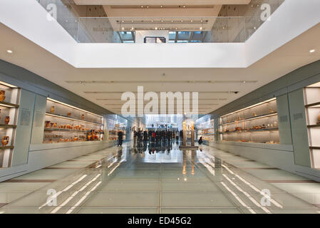 The gallery of the slopes of the Acropolis from the (new) Acropolis Museum (level 0). Athens, Greece. Stock Photo