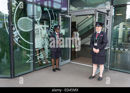 24.06.2014. The Wimbledon Tennis Championships 2014 held at The All England Lawn Tennis and Croquet Club, London, England, UK. General View. Security guards at the entrance to Centre Court's hospitality suites. Stock Photo