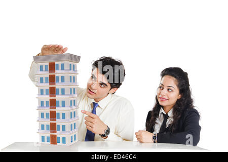 2 indian business people sitting Stock Photo