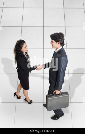 2 indian business people standing and agreement Stock Photo