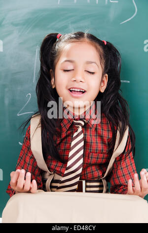 1 indian child girl student yaga Stock Photo