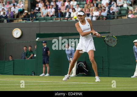 30.06.2014. The Wimbledon Tennis Championships 2014 held at The All England Lawn Tennis and Croquet Club, London, England, UK. Ana Ivanovic (SRB) [11] (dark hair) v Sabine Lisicki (GER) [19] (Blonde hair) on No 1 Court. Stock Photo