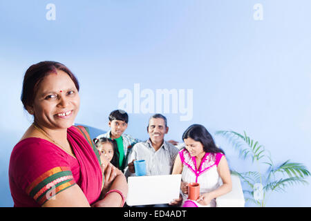 indian Parents with children home fun Stock Photo