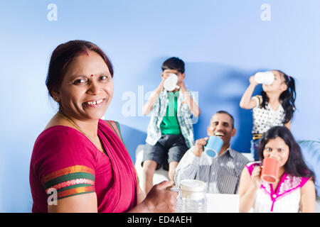 indian Parents with children home fun Stock Photo