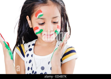 1 indian child enjoy Independence day Stock Photo