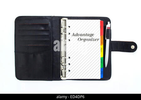 Blank notebook, copybook, personal organizer on white. Stock Photo