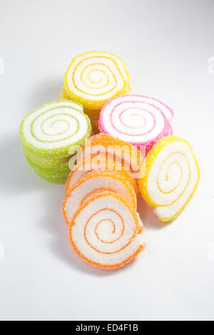 Colorful jelly candies isolated on white background. Stock Photo