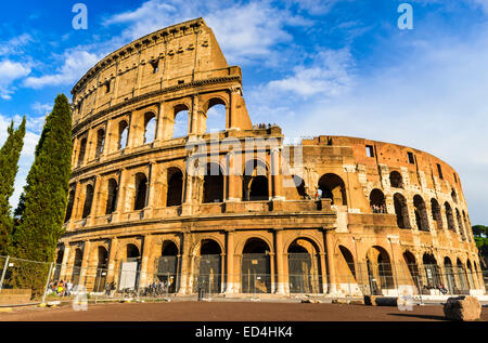 Colosseum, Rome, Italy. Coliseum known as Flavian Amphitheatre an elliptical amphitheatre largest in Roman Empire built in 80AD Stock Photo