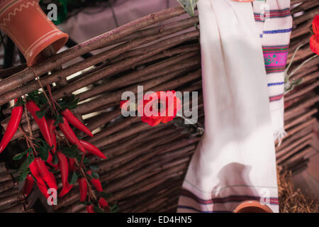 Traditional ukrainian decorations of interiors Stock Photo