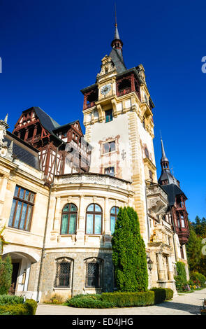 Sinaia, Romania. Peles Castle, in Carpathian Mountains Stock Photo