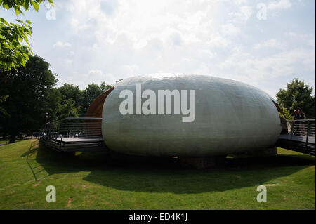 Serpentine Gallery Summer Pavilion designed by Smiljan Radic - Press Preview at Kensington Gardens.  Featuring: View Where: London, United Kingdom When: 24 Jun 2014 Stock Photo
