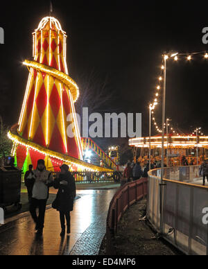 Traditional fairground attractions at Night at Edinburgh's Hogmanay Scotland Stock Photo