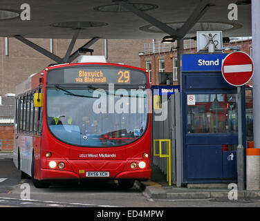 Bloxwich via Blakenall 29 red bus at Walsall St Pauls St, West Midlands, England, UK Stock Photo
