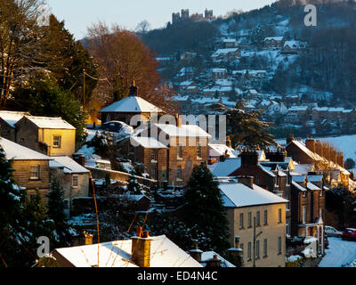 Winter snow at Matlock Bath in the Derbyshire Peak District England UK a village nicknamed Little Switzerland Stock Photo