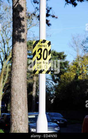 Brighton Sussex UK - Think Safe Stay Safe 30 mph speed warning sign Stock Photo